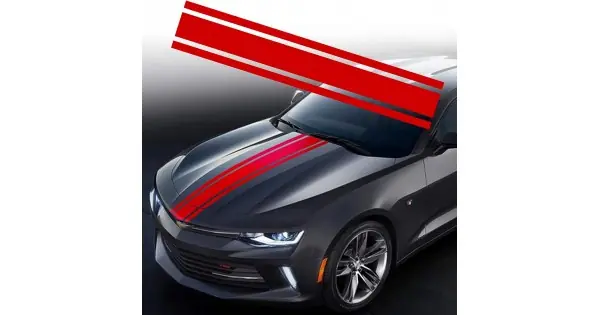 Sticker Autoadeziv Tuning, Model "Triple Stripes", Dimensiune 125 X 22 Cm, Culoare Rosie Discount