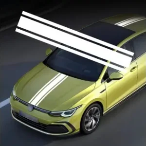 Plată securizată Sticker Autoadeziv Tuning, Model "Triple Stripes", Dimensiune 125 X 22 Cm, Culoare Alba
