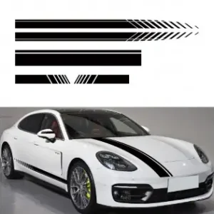 Set 5 Stickere Autoadezive Tuning, Model "Racing Stripes V1", Dimensiune 190 Cm, Culoare Neagra Promoție