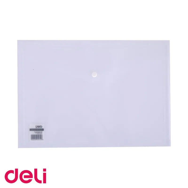 Mapa plastic transparenta cu buton Deli, format A4, pentru organizare documente la birou sau scoala Preferatul clienților