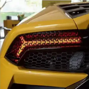 Ofertă exclusivă Set 2 Folii Autoadezive Decupate Pentru Decorarea Stopurilor Auto, Dimensiune 2 X 48 X 30Cm, Culoare Negru Mat, Model Honeycomb Triangle