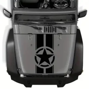 Sticker Autoadeziv Pentru Vehicule Off Road, Model "Army Star", Dimensiune 90 X 43 Cm, Culoare Neagra Promoție