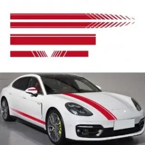 Set 5 Stickere Autoadezive Tuning, Model "Racing Stripes V1", Dimensiune 190 Cm, Culoare Rosie Reducere extra
