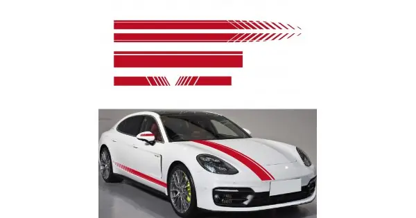 Set 5 Stickere Autoadezive Tuning, Model "Racing Stripes V1", Dimensiune 190 Cm, Culoare Rosie Reducere extra