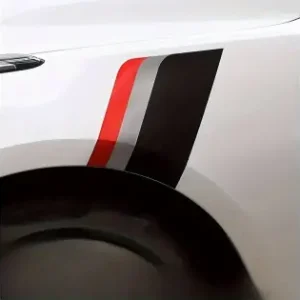 Sticker Autoadeziv Tuning, Model "Racing Flag", Dimensiune 30 X 24 X 17 Cm, Culoare Negru/Argintiu/Rosu Discount