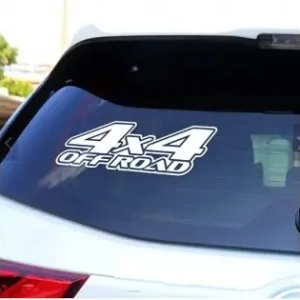 Ofertă Sticker Autoadeziv Pentru Vehicule Off Road, Model "4X4 Off Road", Dimensiune 29 X 11 Cm, Culoare Alba