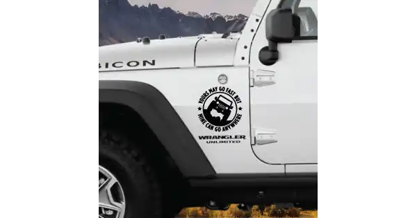 Sticker Autoadeziv Pentru Vehicule Off Road, Model "You Can Go Fast", Dimensiune 30 X 30 Cm, Culoare Neagra Reduceri
