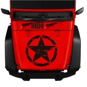 Livrare rapidă Sticker Autoadeziv Pentru Vehicule Off Road, Model "Rusted Army Star", Dimensiune 50 X 50 Cm, Culoare Neagra
