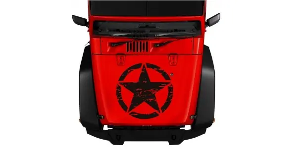 Livrare rapidă Sticker Autoadeziv Pentru Vehicule Off Road, Model "Rusted Army Star", Dimensiune 50 X 50 Cm, Culoare Neagra