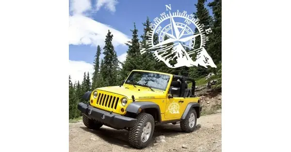 Comandă acum Sticker Autoadeziv Pentru Vehicule Off Road, Model "Kompass", Dimensiune 44 X 55 Cm, Culoare Alba