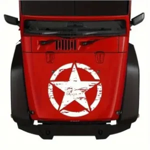 Sticker Autoadeziv Pentru Vehicule Off Road, Model "Rusted Army Star", Dimensiune 50 X 50 Cm, Culoare Alba Reducere specială