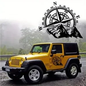 Sticker Autoadeziv Pentru Vehicule Off Road, Model "Kompass", Dimensiune 44 X 55 Cm, Culoare Neagra Plată sigură