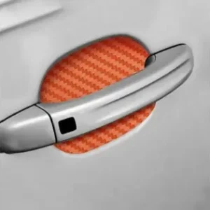 Set 4 Bucati Protectie Zgarieturi Manere Usa Din Autocolant Carbon 3D Orange Calitate înaltă
