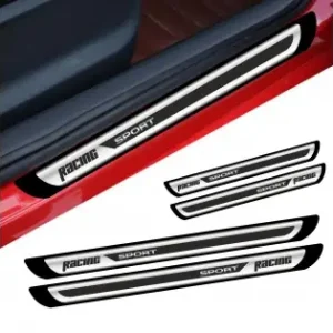 Set 4 Bucati Protectii Praguri Din Autocolant Crom - Racing Sport Premium
