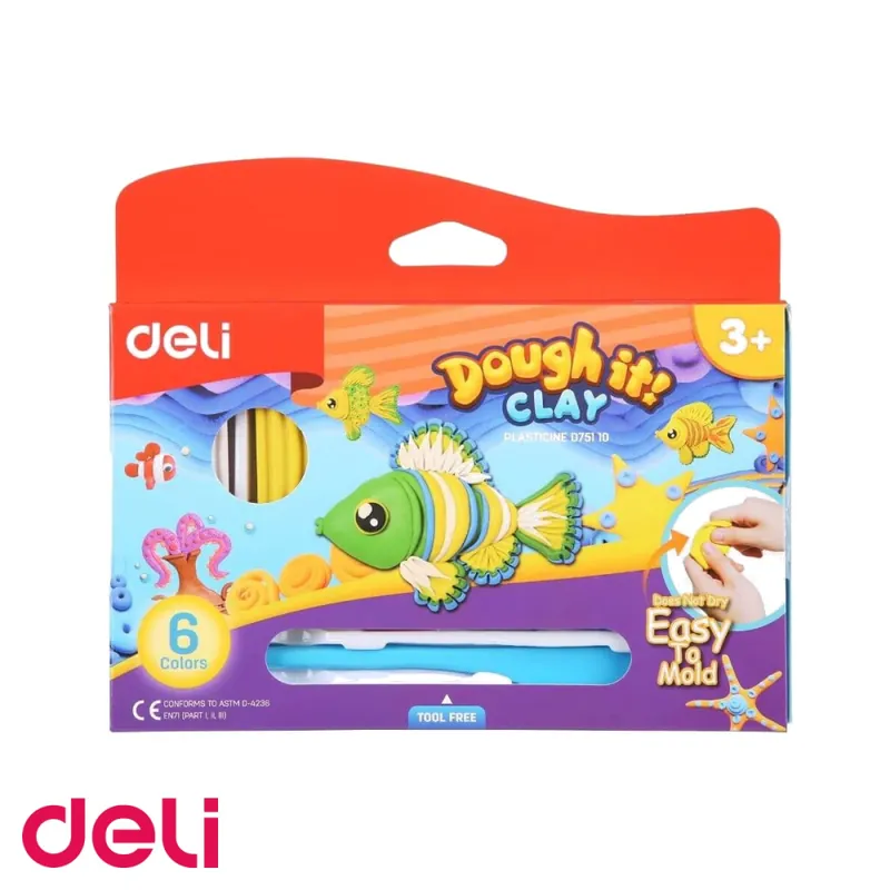 Set plastilina Deli, 6 culori, 120g, pentru modelare si lucru manual, copii Reducere specială