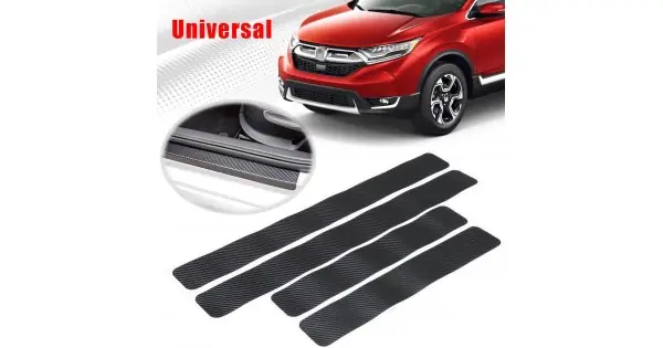 Ieftin Set 4 Bucati Protectie Praguri Carbon 3D Universal Culoare Neagra