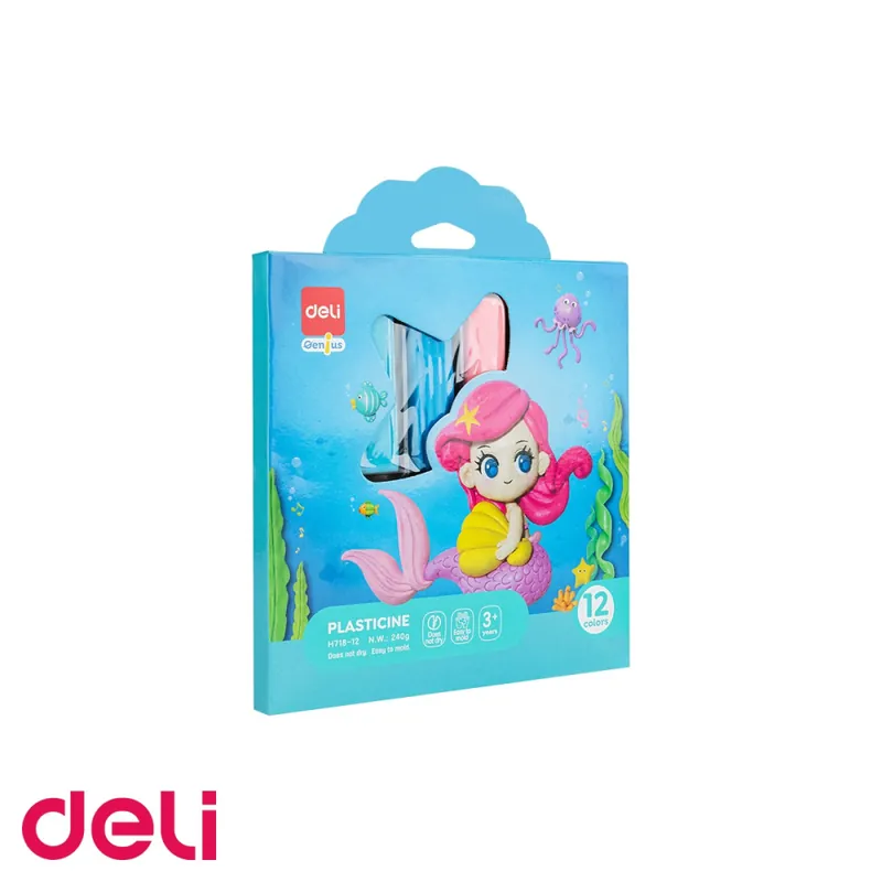 Set plastilina Deli, 12 culori, 240g, cutie carton, pentru modelaj creativ la scoala si acasa Comandă acum