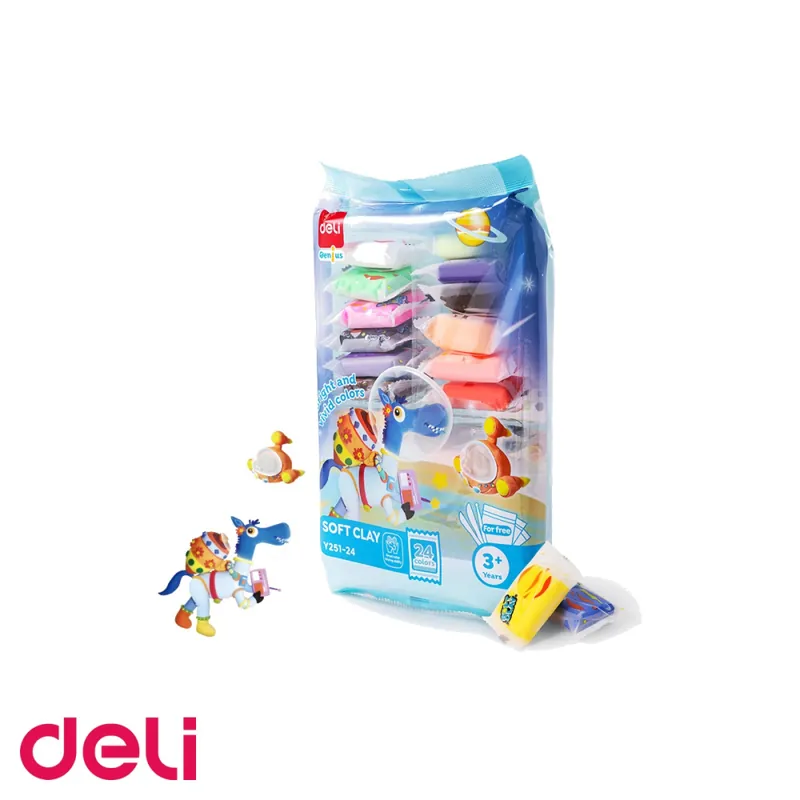 Set plastilina Deli Soft Clay, 24 culori, 144g, usor de modelat, pentru copii peste 3 ani Comandă acum