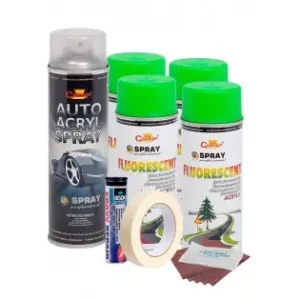 Kit Complet Reparatie Si Vopsire Jante Culoare Verde Fluorescent, V4 Expediere rapidă