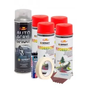 Kit Complet Reparatie Si Vopsire Jante Culoare Rosu Fluorescent, V4 Reducere de preț