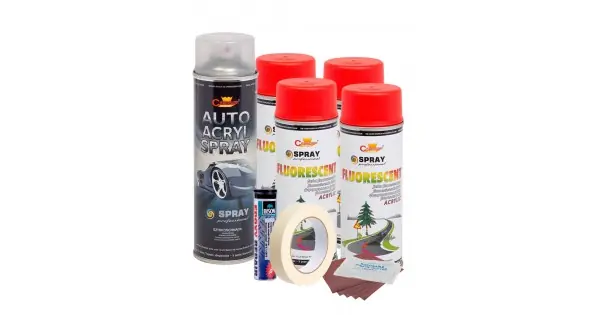 Kit Complet Reparatie Si Vopsire Jante Culoare Rosu Fluorescent, V4 Reducere de preț