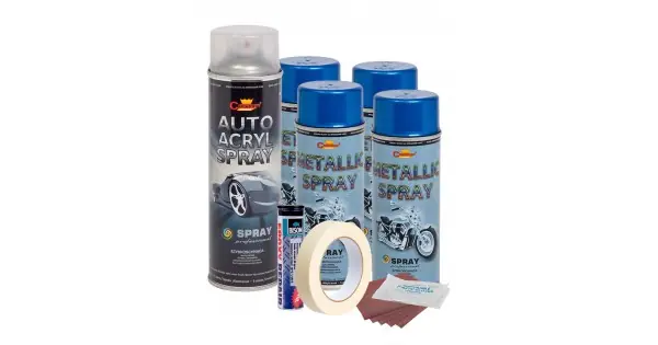 Lichidare de stoc Kit Complet Reparatie Si Vopsire Jante Culoare Albastru Metalizat, V4
