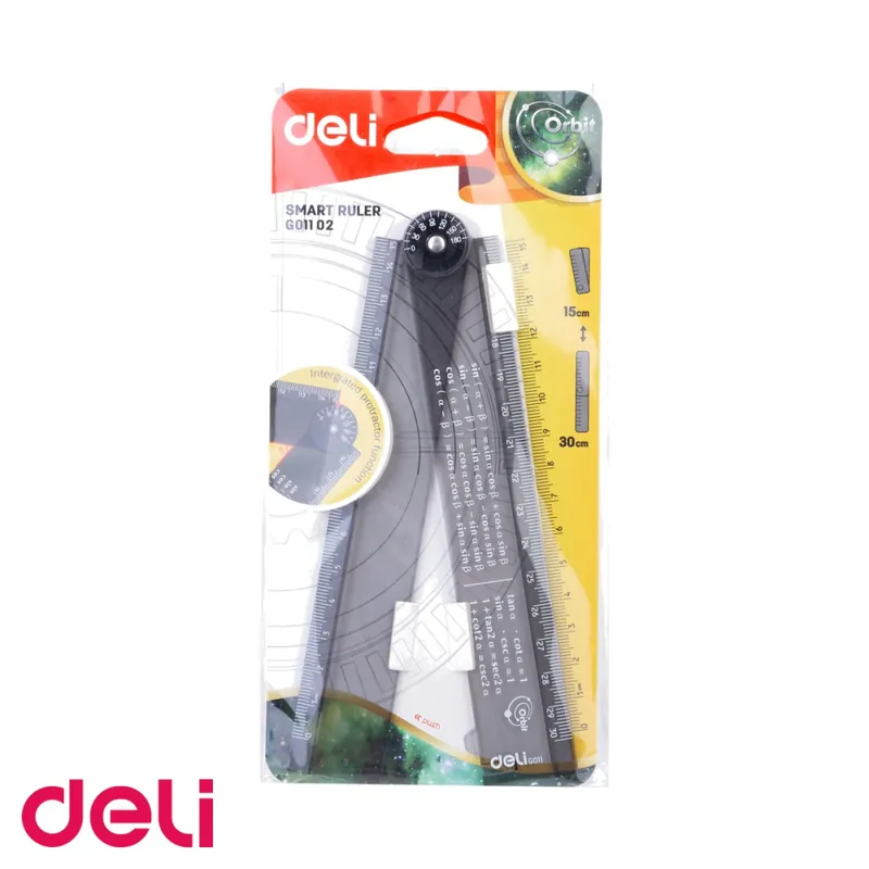 Super ofertă Rigla pliabila Deli Smart 30 cm, cu raportor integrat si formule matematice imprimate, pentru elevi