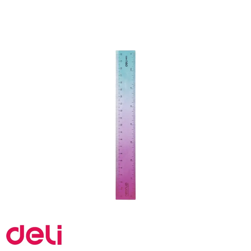 Transport gratuit Rigla 20 cm Deli Neonup, plastic transparent cu gradient, pentru scoala si birou