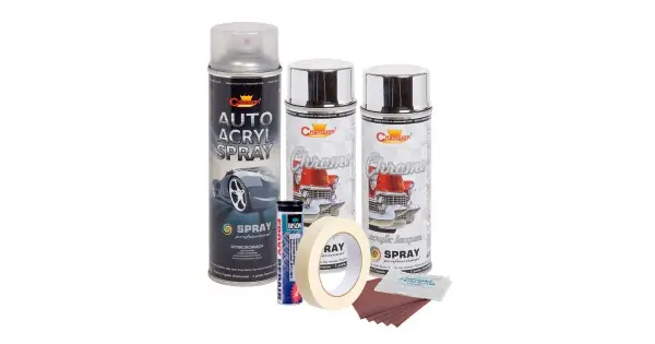 Kit Complet Reparatie Si Vopsire Jante Culoare Crom Metalic, V2 Retur ușor