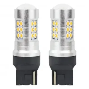 Set Becuri Auto Cu Led Canbus, 3030, 24Smd, Compatibil T20, 7440, Wy21W, Portocaliu, 12V / 24V, Destinat Competitiilor Auto Sau Off-Road Retur ușor