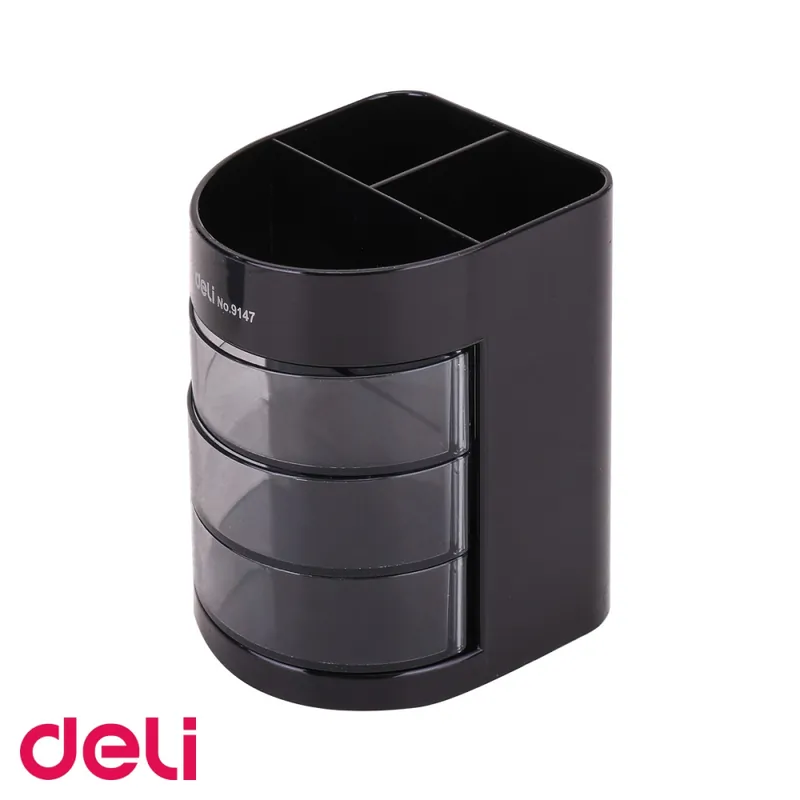 Suport de birou Deli, 6 compartimente si 3 sertare rotitoare, organizator compact pentru accesorii de birou Livrare gratuită