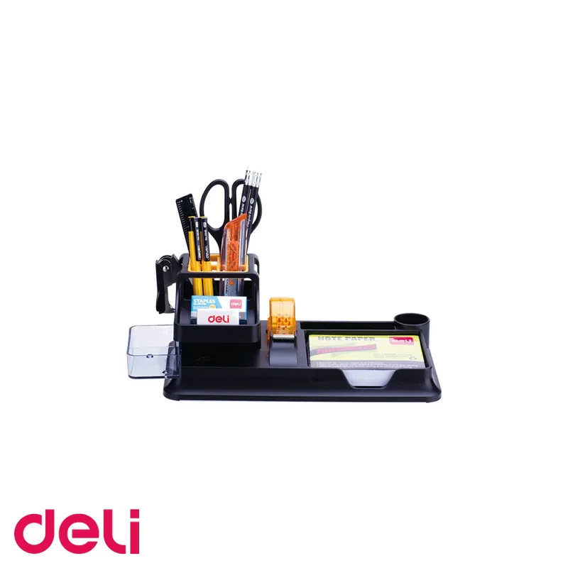 Suport de birou echipat Deli, 7 compartimente cu 16 accesorii incluse, organizare completa a spatiului de lucru Ofertă