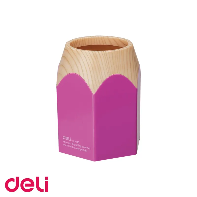 Suport instrumente de scris Deli, design creion, roz, pentru birou si masa de lucru Ieftin