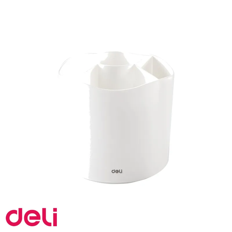 Suport rotativ Deli, 5 compartimente, pentru instrumente de scris, culoare alba, birou organizat Ofertă