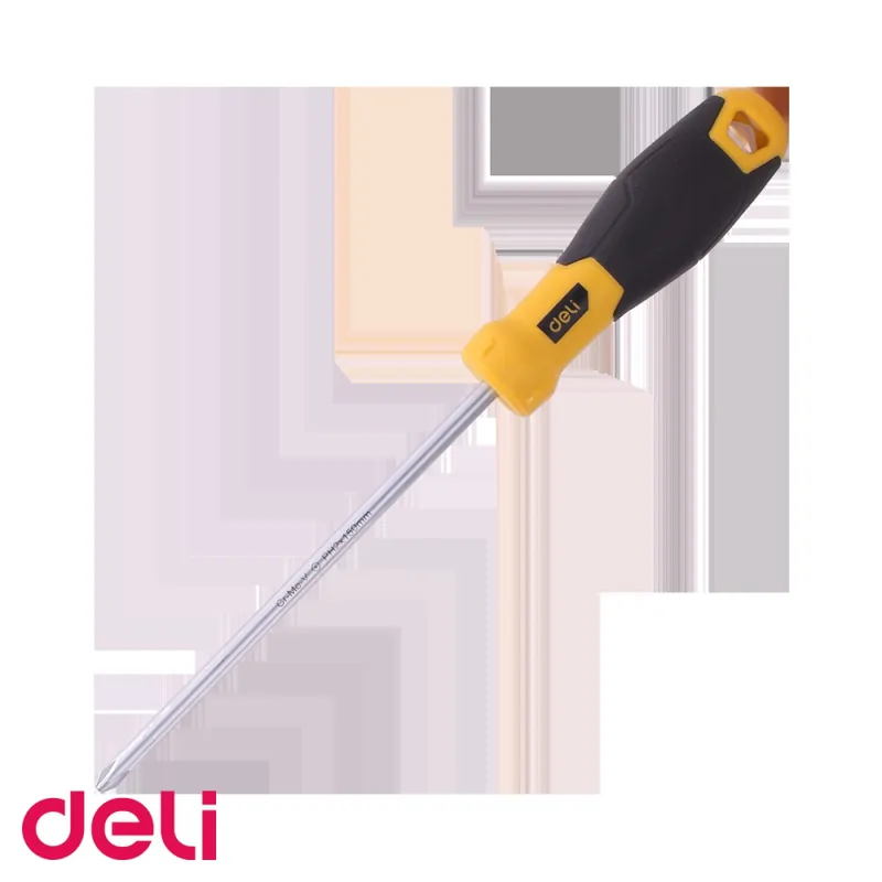 Surubelnita tip cruce Ph2 Deli, tija otel SUP11, varf magnetic, maner cauciuc-plastic antialunecare, 15 cm Livrare rapidă