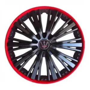 Set 4 Capace Roti Velar Pulse Red, Design Sport Cu Accente Rosii, Abs Rezistent, Universal, Pentru Jante R15 Super ofertă