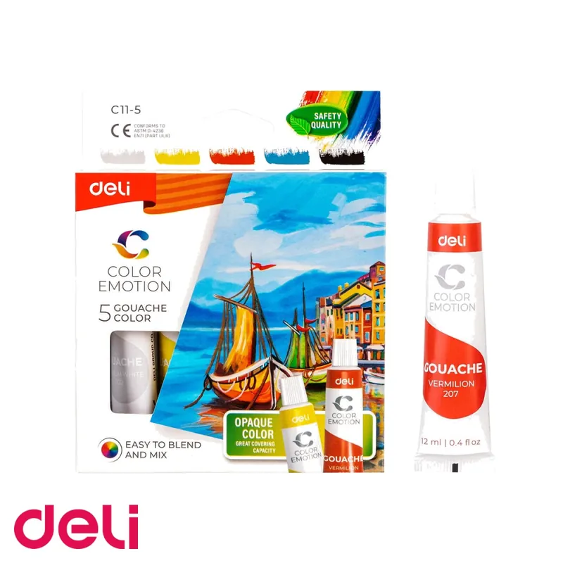 Vezi acum Set tempera 5 culori Deli, tuburi de 12 ml, culori intense pentru pictura scolara