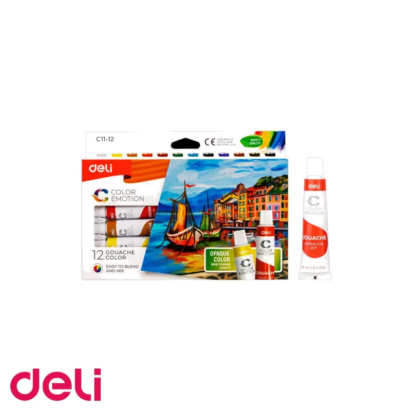 Set tempera Deli, 12 culori intense, tuburi de 12 ml, pentru pictura scolara si creatie artistica Vezi acum