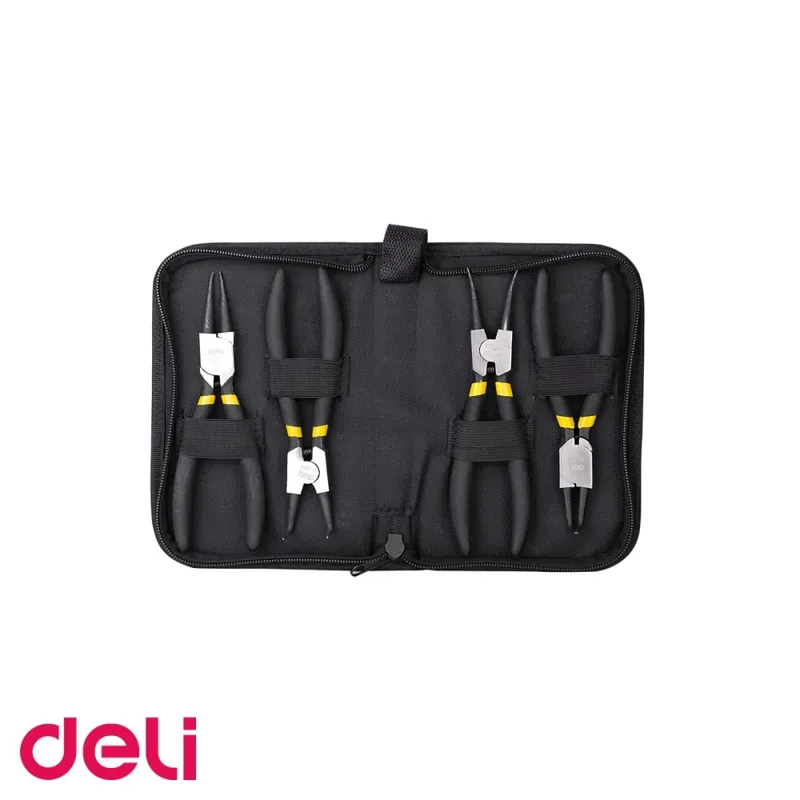 Trusa 4 clesti cu varf subtire Deli, 7 inch, design curbat, pentru lucrari de precizie Noutate