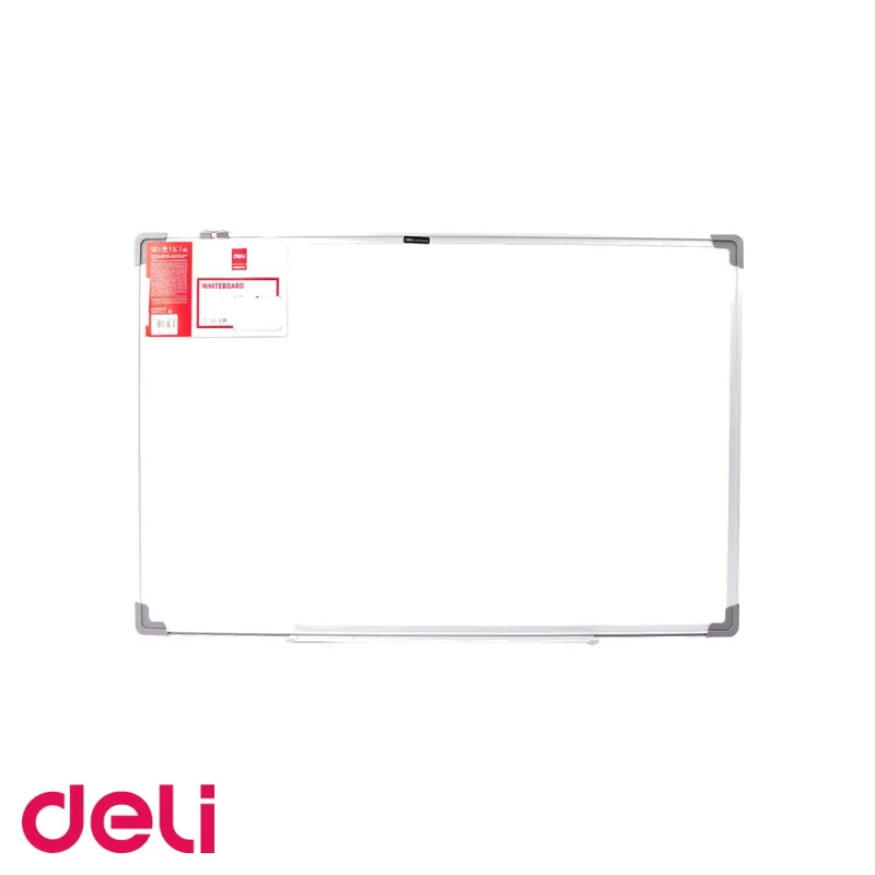 Tabla whiteboard magnetica Deli, rama aluminiu, 120x180 cm, montare verticala sau orizontala, pentru birouri si sali de clasa Plată sigură