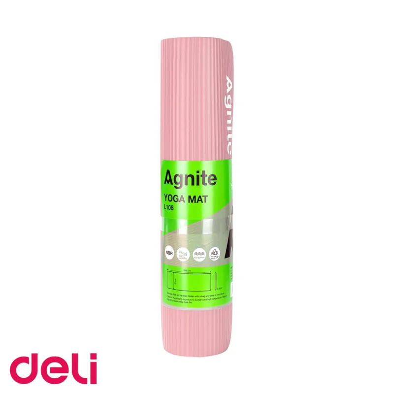 Saltea yoga Deli, material NBR anti-alunecare, cu husa transport inclusa, roz, 183x61x0.8 cm Preferatul clienților