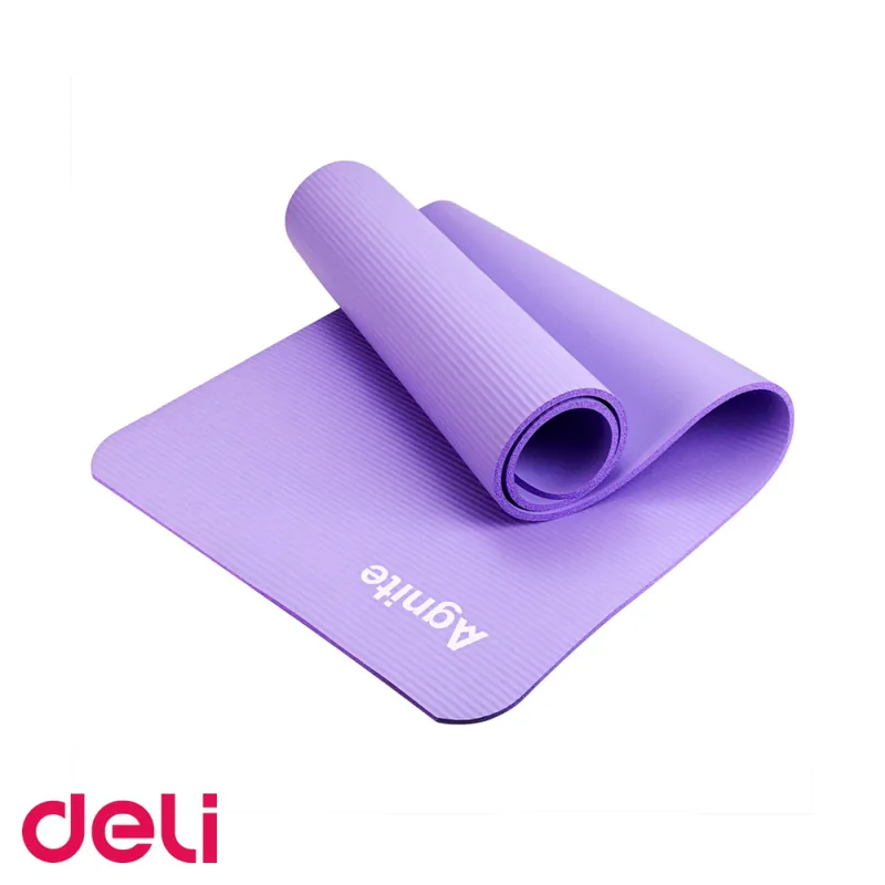 Preț promoțional Saltea yoga Deli, material NBR anti-alunecare, cu husa transport inclusa, violet, 183x61x0.8 cm
