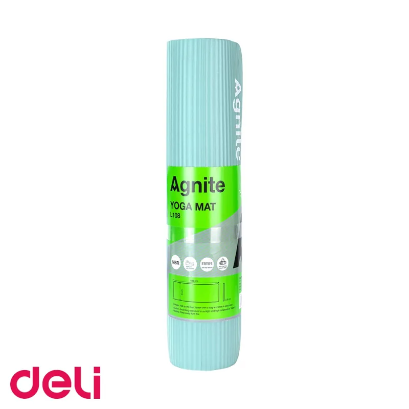 Saltea yoga Deli Agnite, material NBR anti-alunecare, cu husa transport inclusa, turcoaz, 183x61x0.8 cm Preferatul clienților