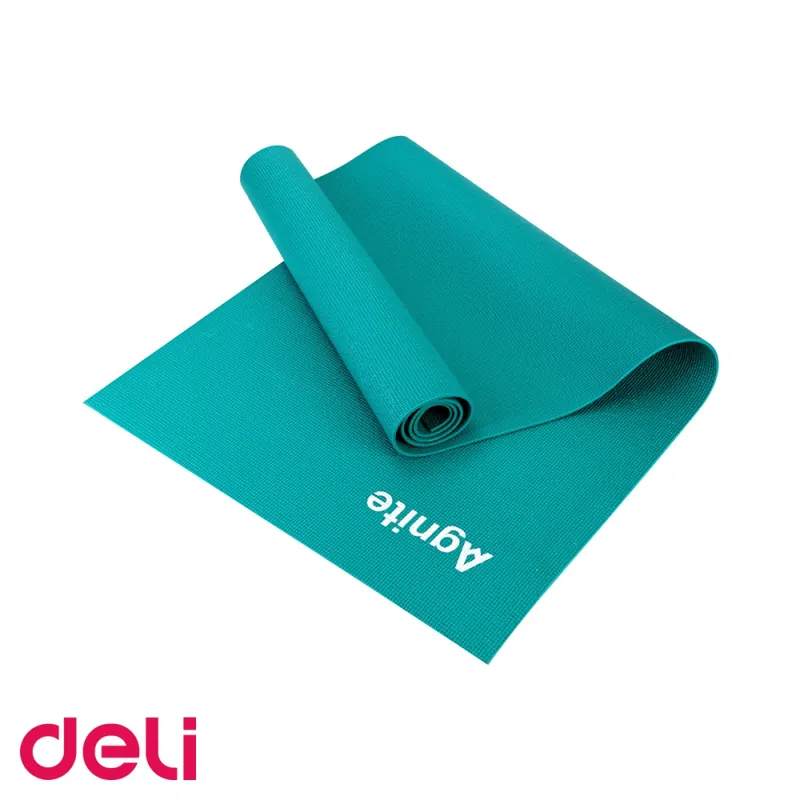 Saltea yoga Deli, material PVC anti-alunecare, turcoaz, 173x61x0.3 cm, cu curea transport inclusa Nu rata