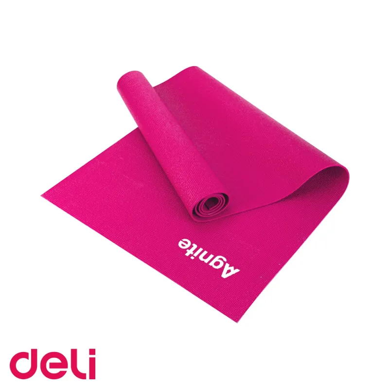 Saltea yoga Deli, material PVC anti-alunecare, 173x61x0.3 cm, roz, cu curea transport inclusa Livrare gratuită