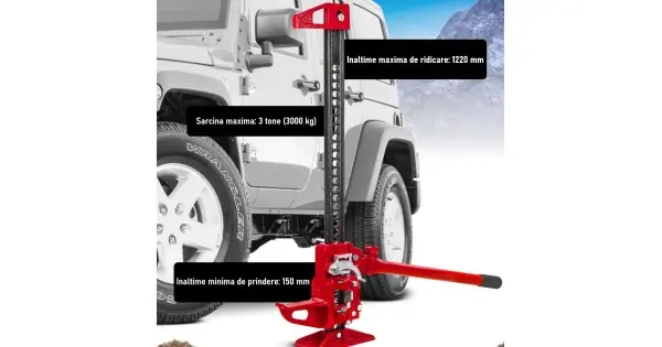 Cric Mecanic Destinat Off-Road, Model "Farm", Inaltime 1220 Mm (48 Inch), Sarcina Maxima 3 Tone Plată sigură