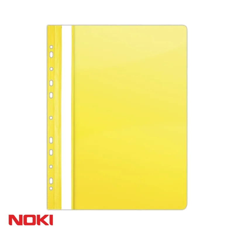 Ofertă de sezon Set 10 dosare plastic cu sina si multiperforatii Noki, format A4, galben, pentru arhivare in biblioraft