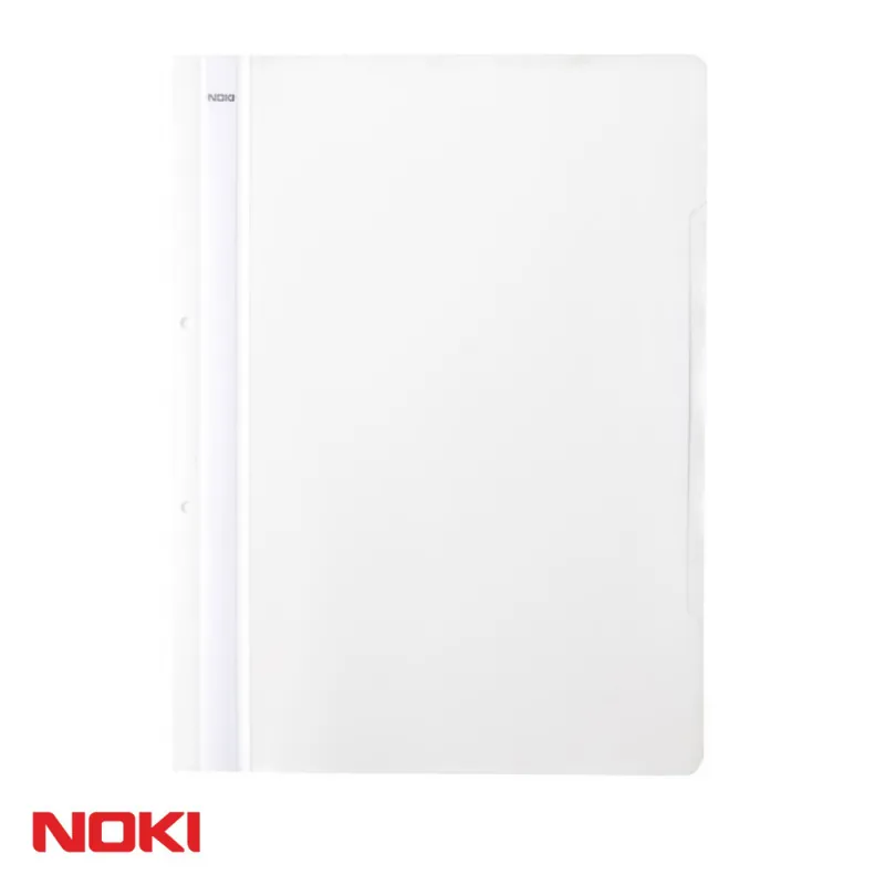 Disponibil imediat Set 10 dosare plastic cu sina si gauri Noki, format A4, transparent, pentru organizare documente