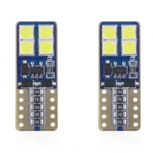 Set Becuri Auto Cu Led Canbus Compatibil T10E W5W 8 Smd Alb 12/24V, Destinat Competitiilor Auto Sau Off-Road Doar azi