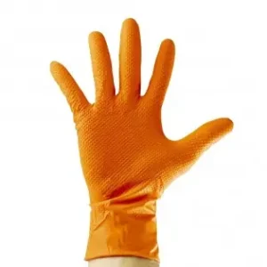 Cel mai bun preț Manusi Din Nitril De Culoare Orange 7.0 Mil Textura De Diamant, Marimea: M (100 Bucati) Jbm